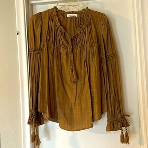 Light brown flowy long sleeve blouse